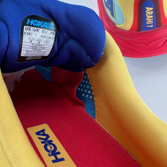 Hoka One One Arahi 7 Women's Running Shoes 8.5B Blue/Yellow/Red Lightweight - Picture 12 of 12